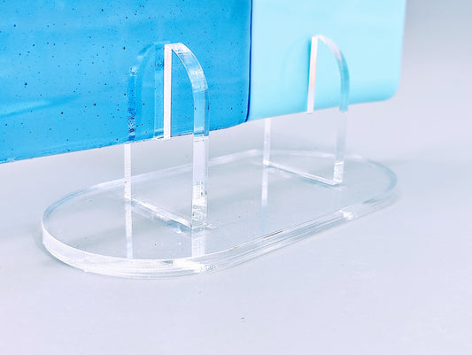 Clear Acrylic Fused Glass Art Stand - Curved, Standard Size