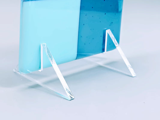 Clear Acrylic Mini Fused Glass Art Stand - Angled, 1 pair