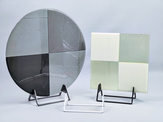 Powder-Coated Aluminum Fused Glass Art Stand - Up-Facing Angled, Large Size