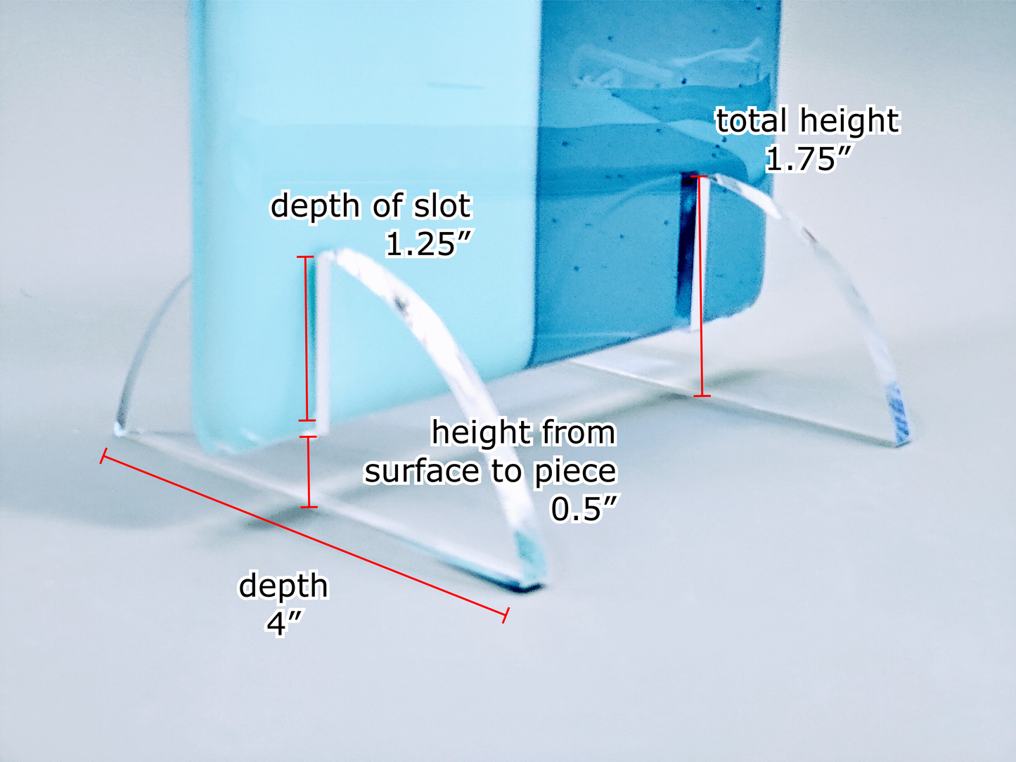 Clear Acrylic Mini Fused Glass Art Stand - Curved, 1 pair