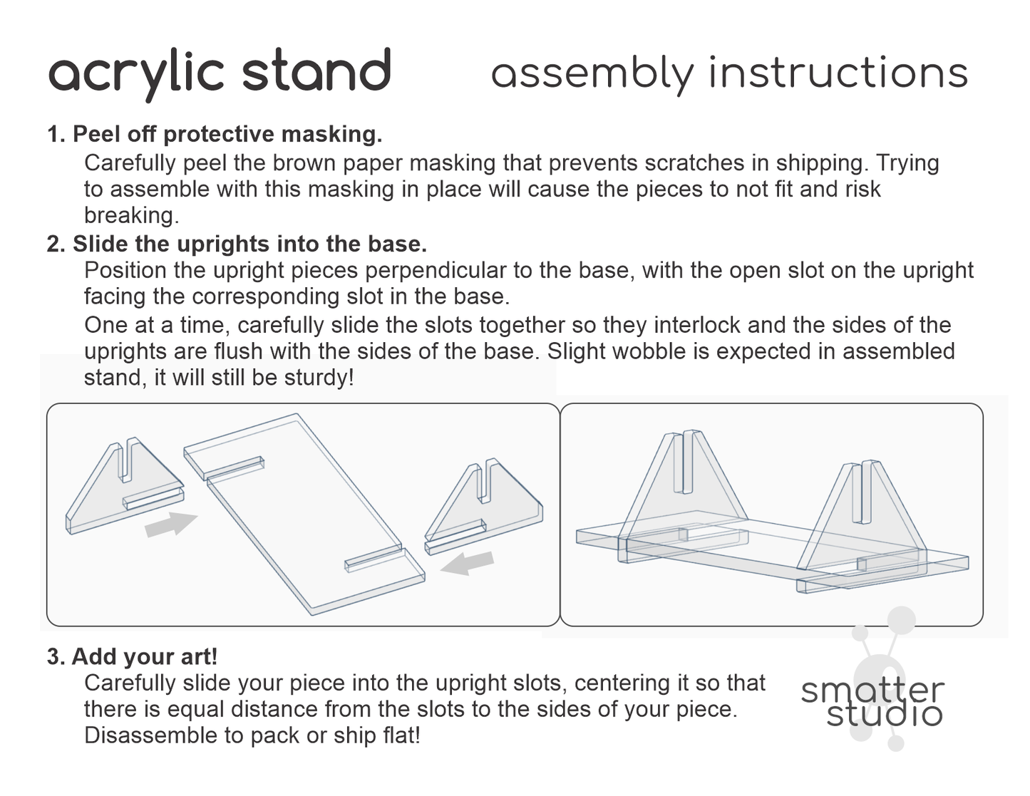 Clear Acrylic Collapsible Fused Glass Art Stand - Angled