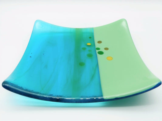 blue and green dots plate