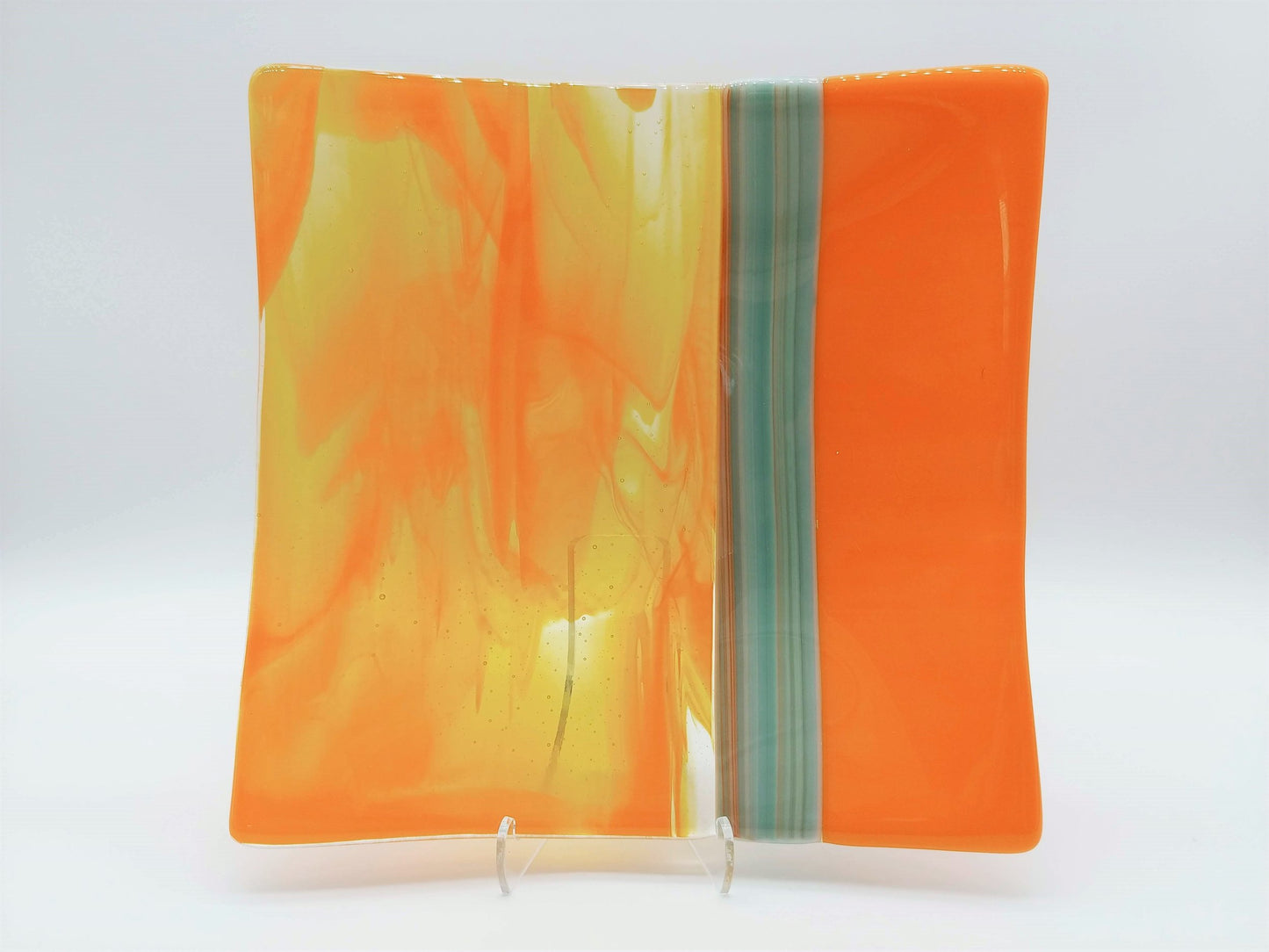 wispy orange and blue dish