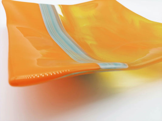 wispy orange and blue dish