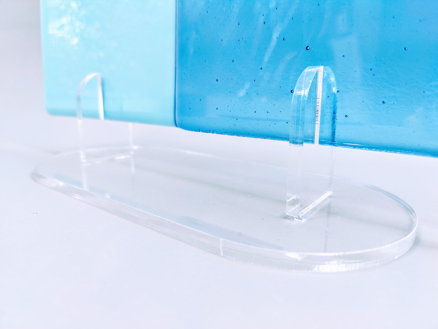 Clear Acrylic Fused Glass Art Stand - Curved, Large Size