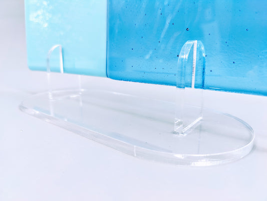 Clear Acrylic Fused Glass Art Stand - Curved, Large Size