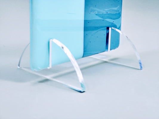 Clear Acrylic Mini Fused Glass Art Stand - Curved, 1 pair