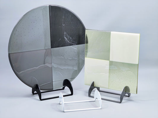 Powder-Coated Aluminum Fused Glass Art Stand - Up-Facing Curved, Large Size