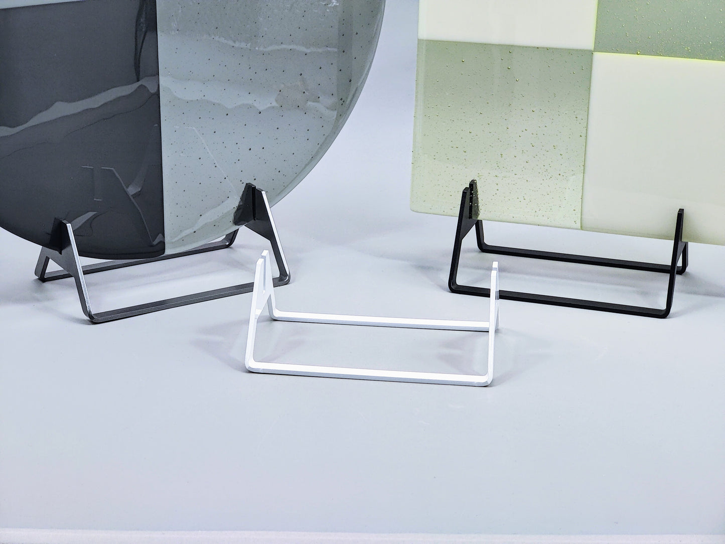 Powder-Coated Aluminum Fused Glass Art Stand - Up-Facing Angled, Large Size