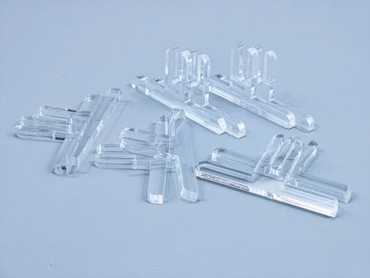 Clear Acrylic 2-Piece Fused Glass Art Stand - Straight, 5 Pair Pack