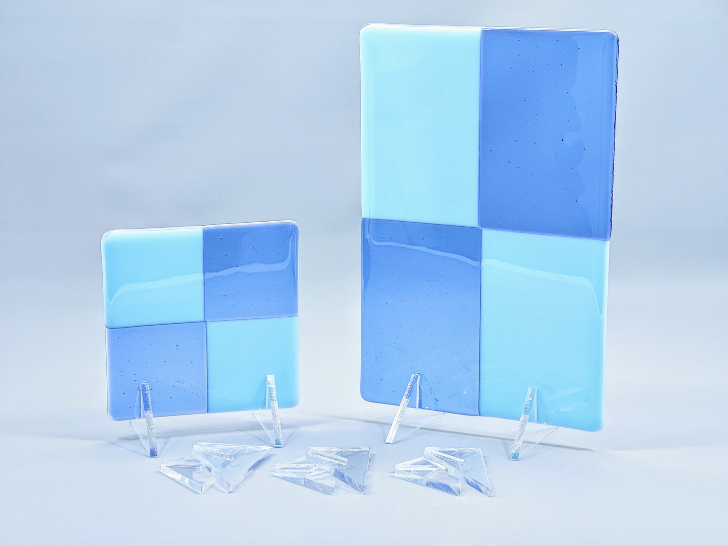 Clear Acrylic Mini Fused Glass Art Stand - Angled, 5 Pair Pack