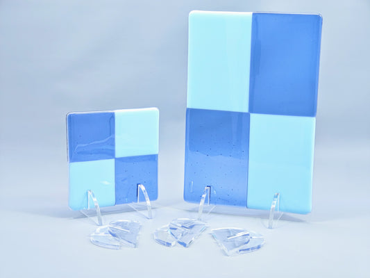 Clear Acrylic 2-Piece Fused Glass Art Stand - Curved, 5 Pair Pack