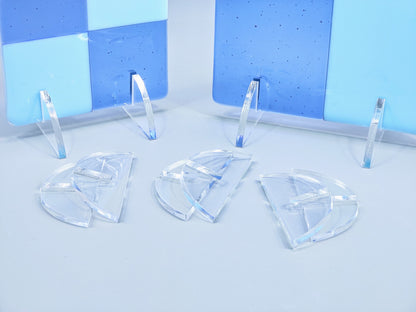 Clear Acrylic 2-Piece Fused Glass Art Stand - Curved, 5 Pair Pack