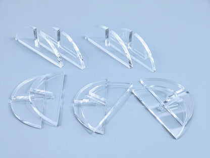 Clear Acrylic 2-Piece Fused Glass Art Stand - Curved, 5 Pair Pack