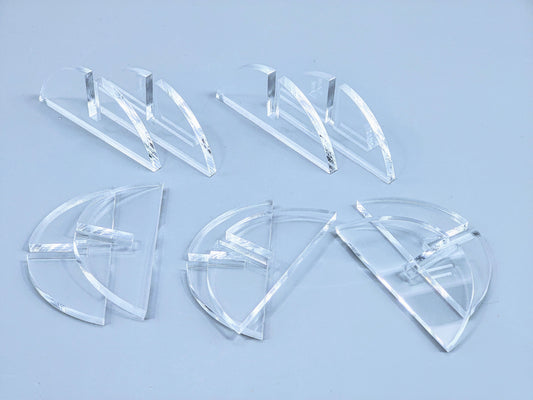 Clear Acrylic 2-Piece Fused Glass Art Stand - Curved, 5 Pair Pack