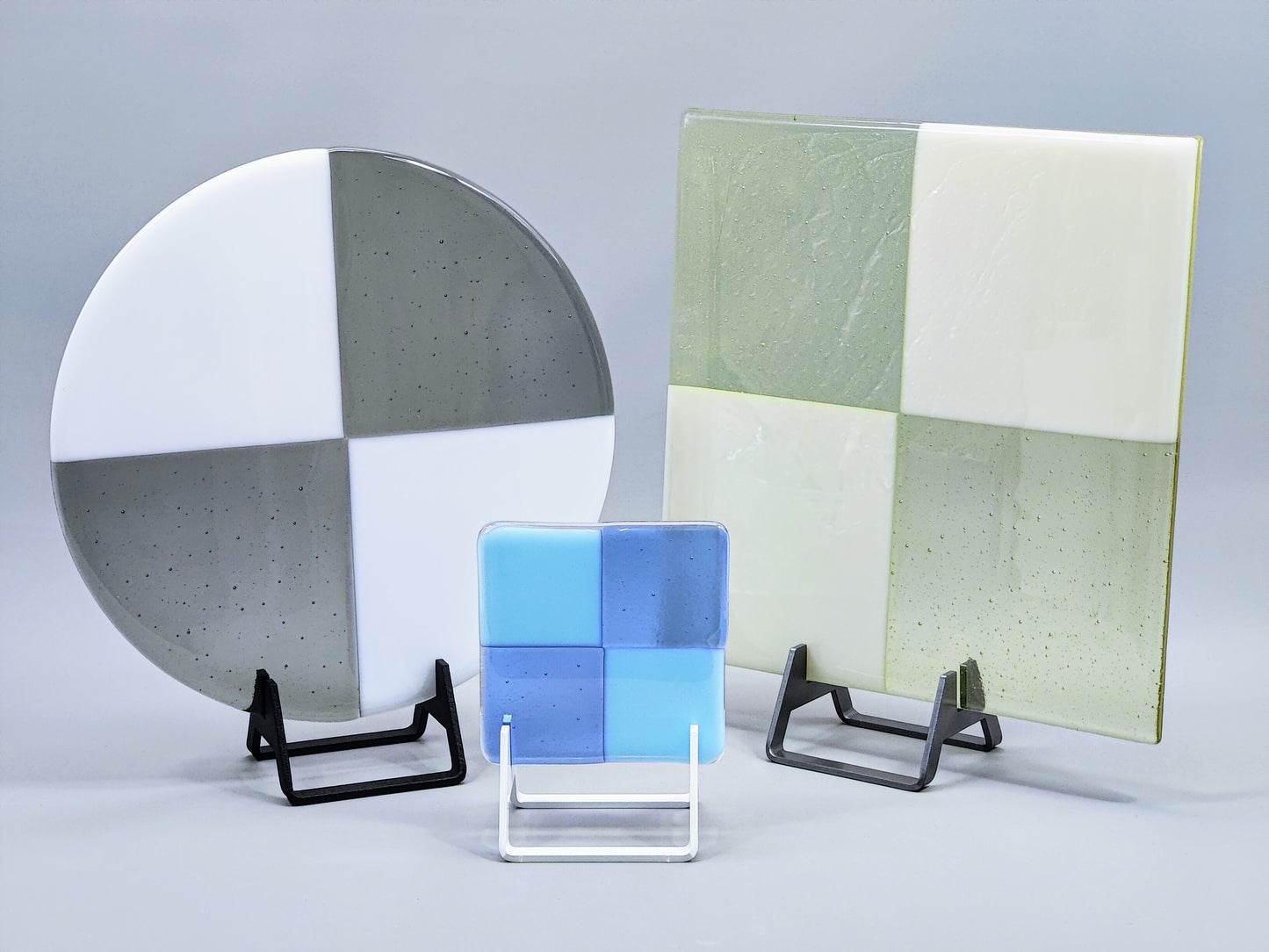 Powder-Coated Aluminum Fused Glass Art Stand - Up-Facing Angled, Standard Size