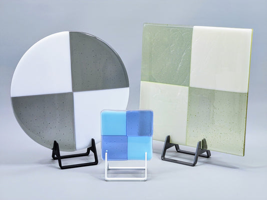 Powder-Coated Aluminum Fused Glass Art Stand - Up-Facing Angled, Standard Size