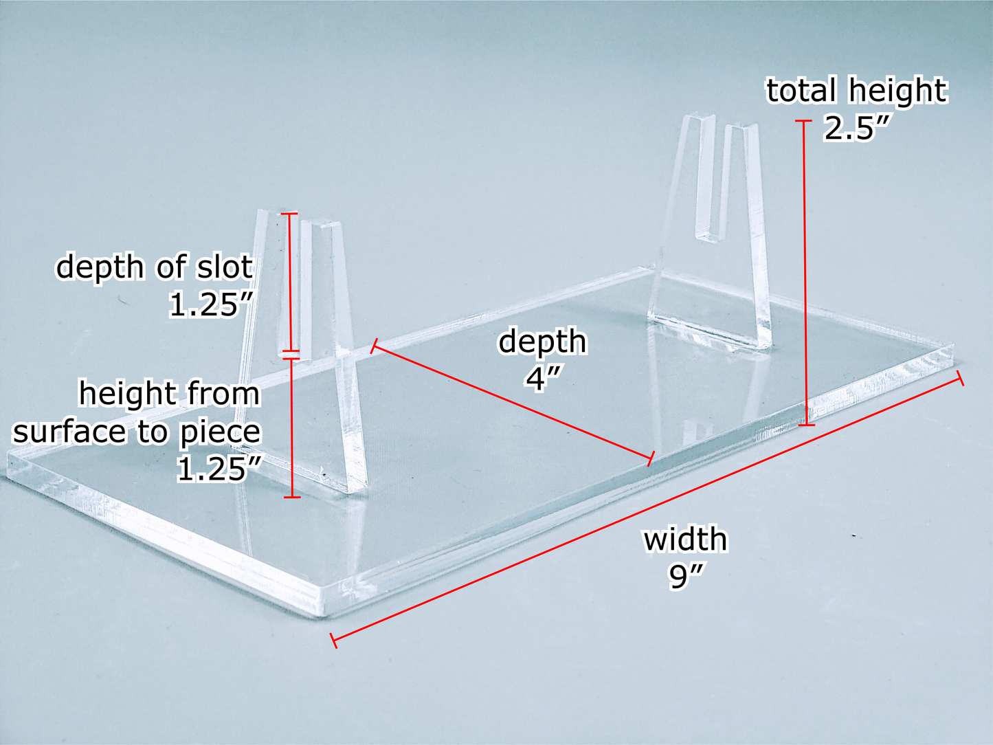 Clear Acrylic Fused Glass Art Stand - Angled, Large Size