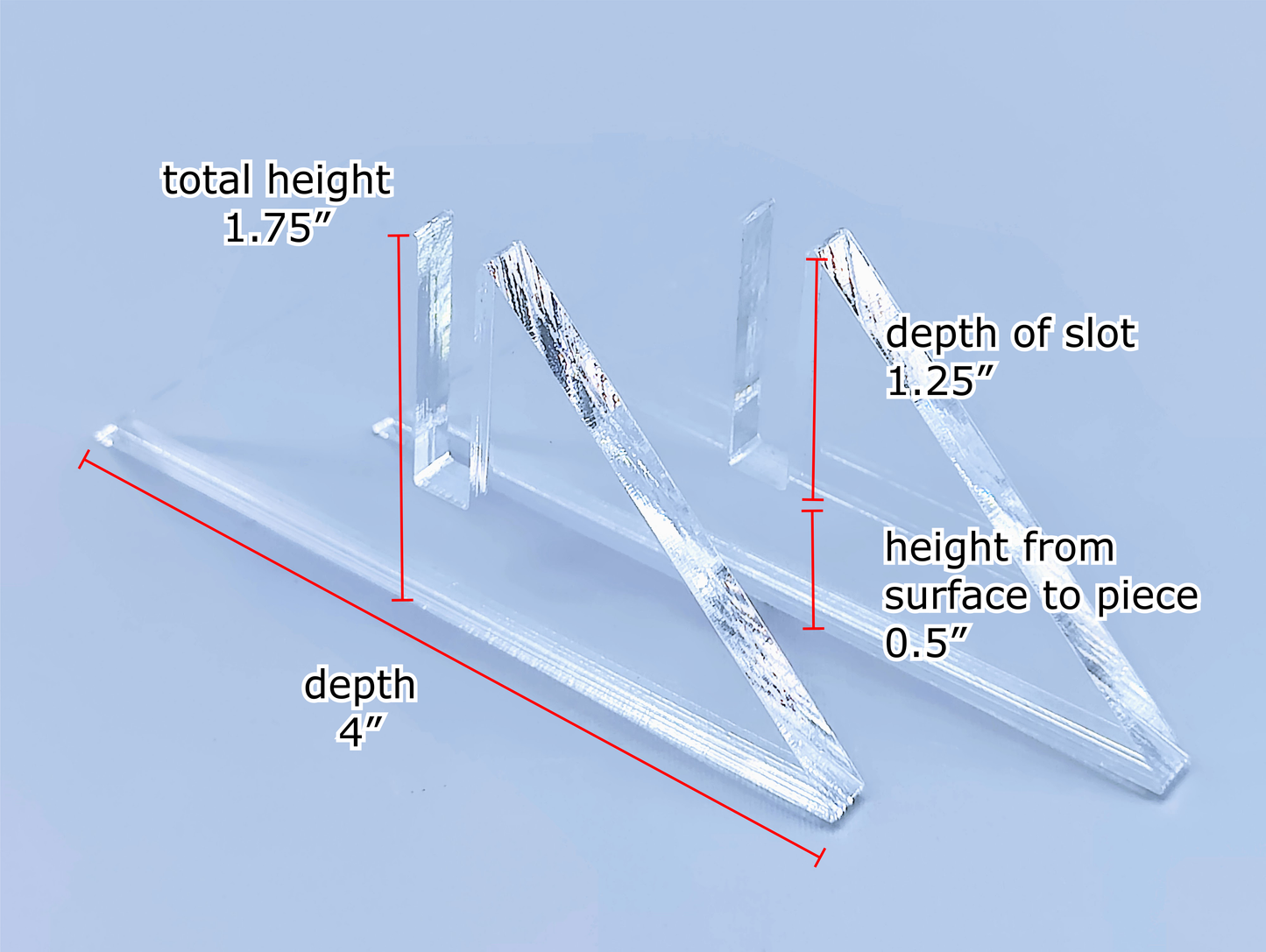 Clear Acrylic Mini Fused Glass Art Stand - Angled, 5 Pair Pack