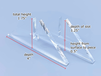 Clear Acrylic Mini Fused Glass Art Stand - Angled, 5 Pair Pack