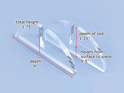 Clear Acrylic 2-Piece Fused Glass Art Stand - Curved, 1 pair