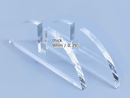 Clear Acrylic 2-Piece Fused Glass Art Stand - Curved, 1 pair