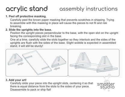Clear Acrylic Collapsible Fused Glass Art Stand - Angled