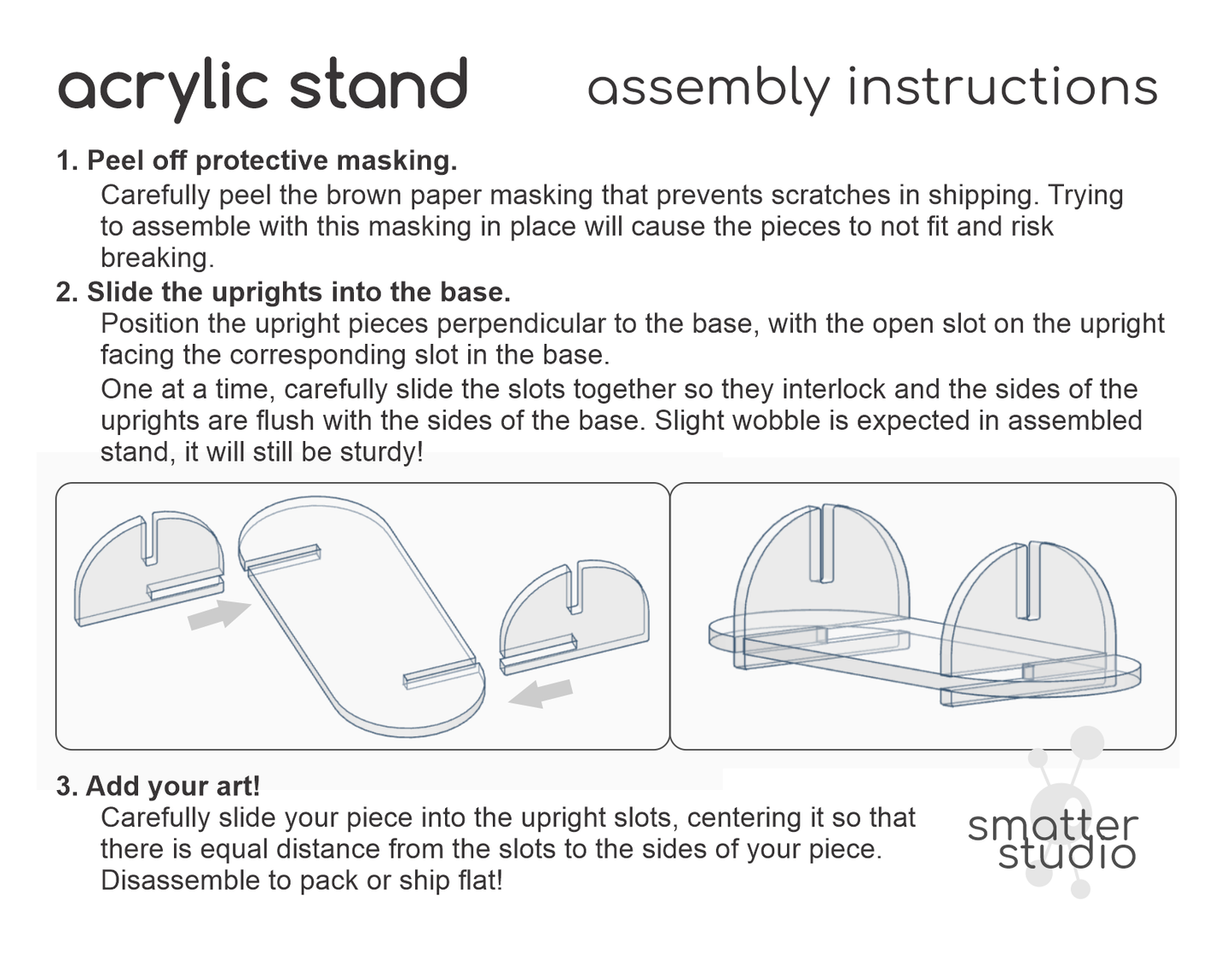 Clear Acrylic Collapsible Fused Glass Art Stand - Curved