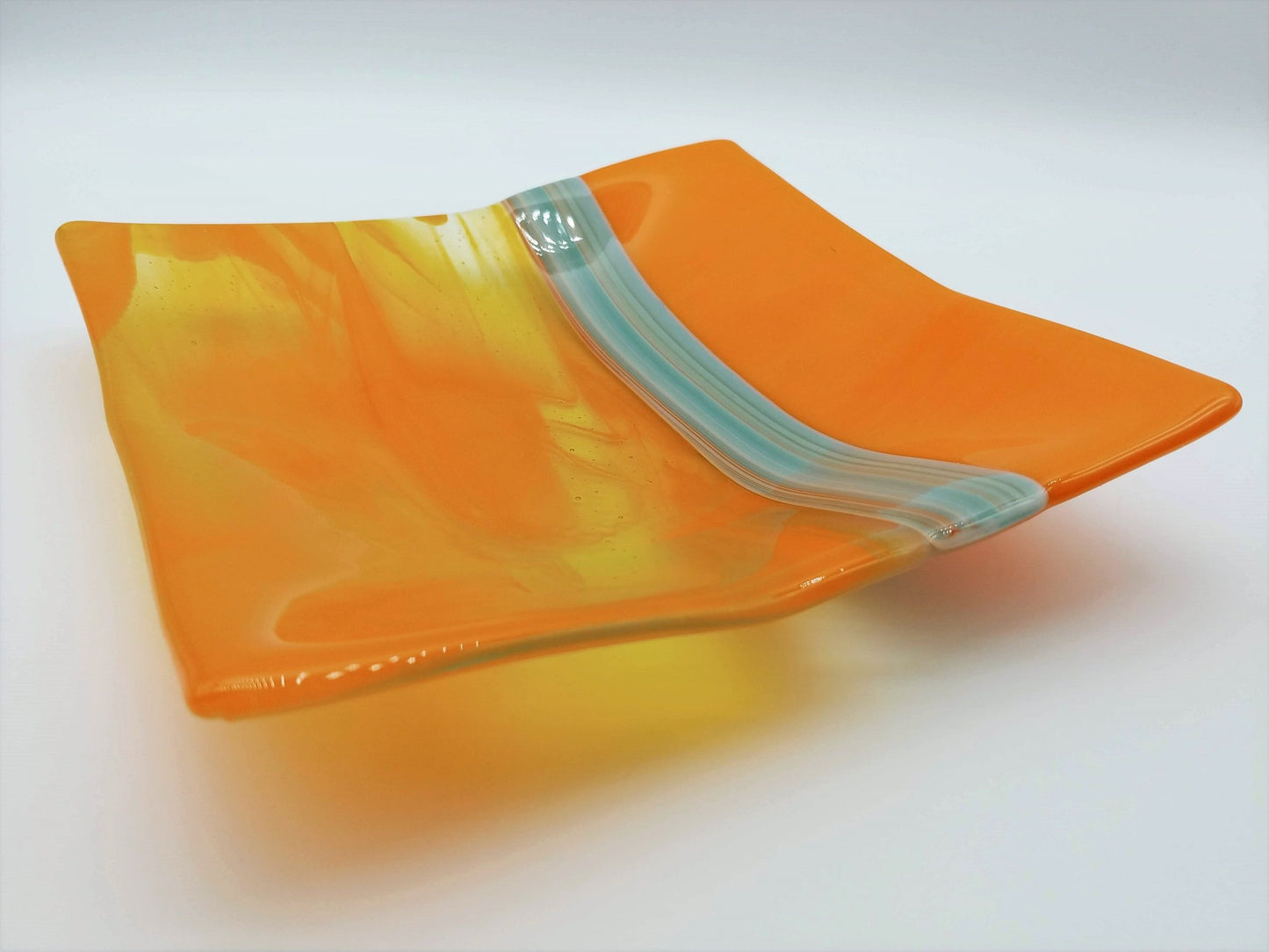 wispy orange and blue dish