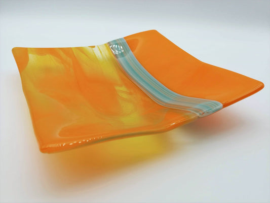 wispy orange and blue dish